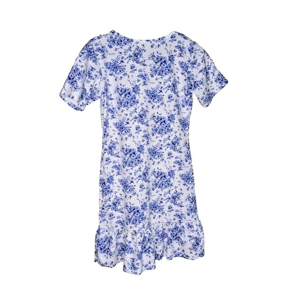 Missguided Sz 0 Mini Dress Floral White Blue Ruffle Toile Chinoiserie - Picture 4 of 10